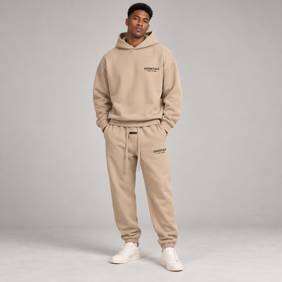 Essentials Desert Sand Fleece Winter Set Studio Model SneakerMood