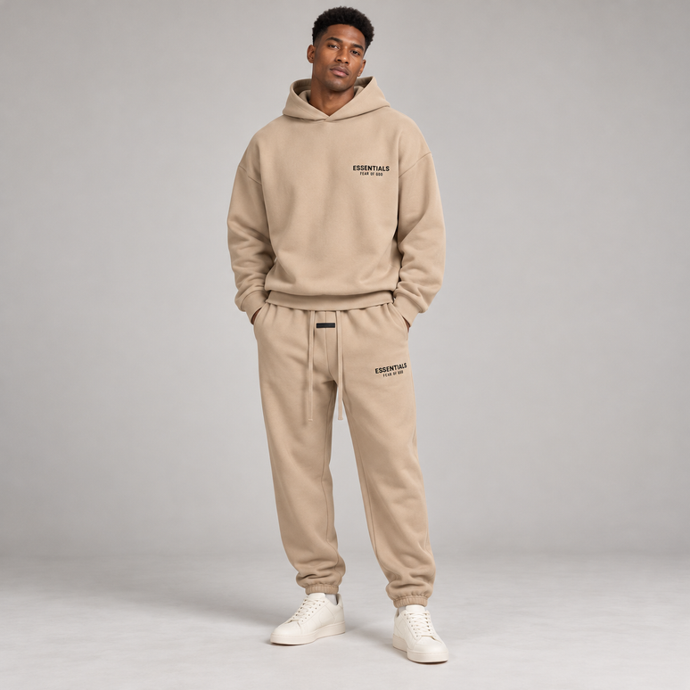 Essentials Desert Sand Fleece Winter Set Studio Model SneakerMood