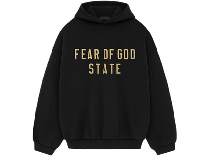 Essentials Fleece Black Gold Hoodie Front SneakerMood
