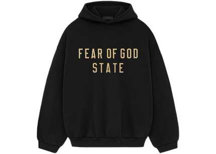 Essentials Fleece Black Gold Hoodie Front SneakerMood
