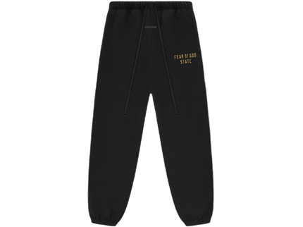 Essentials Fleece Black Gold Sweatpant Front SneakerMood