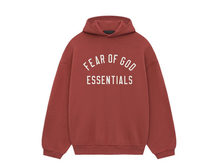 Essentials Fleece Crimson Red Hoodie Front SneakerMood