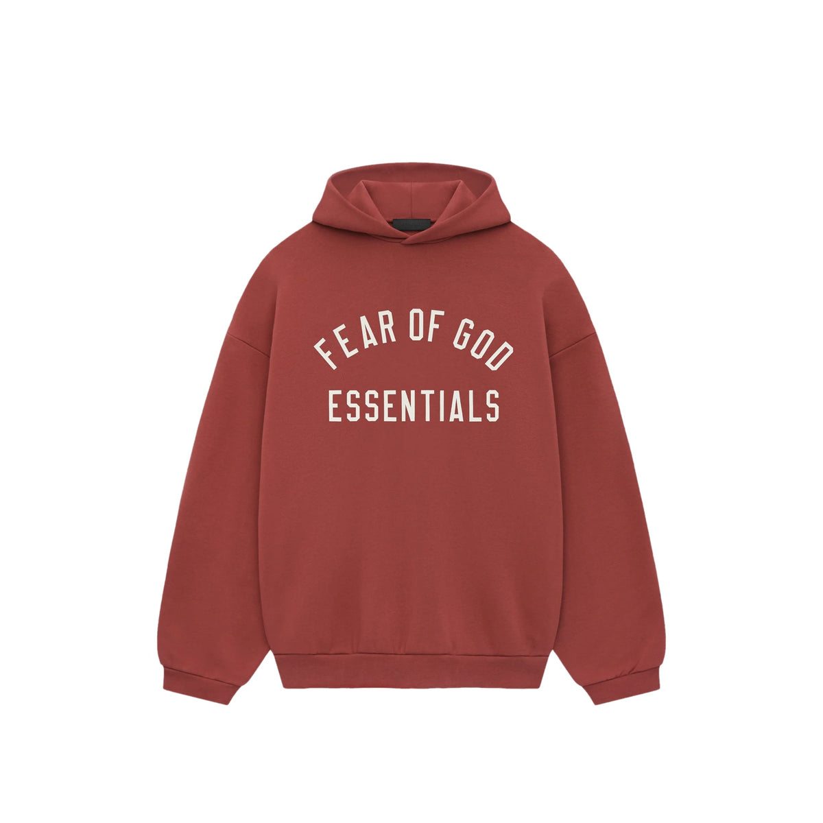 Essentials Fleece Crimson Red Hoodie Front SneakerMood