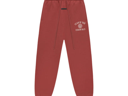 Essentials Fleece Crimson Red Sweatpant Front SneakerMood