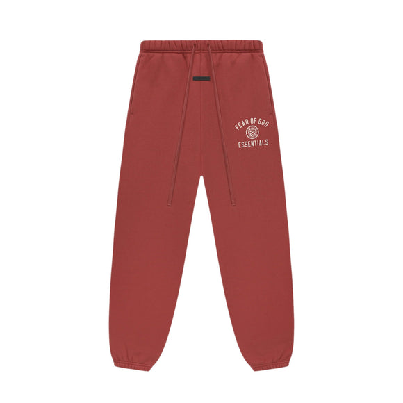Essentials Fleece Crimson Red Sweatpant Front SneakerMood