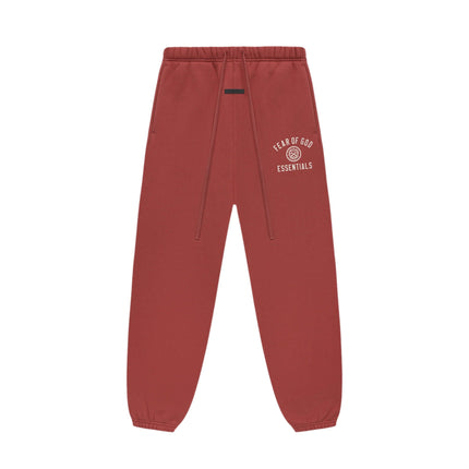 Essentials Fleece Crimson Red Sweatpant Front SneakerMood