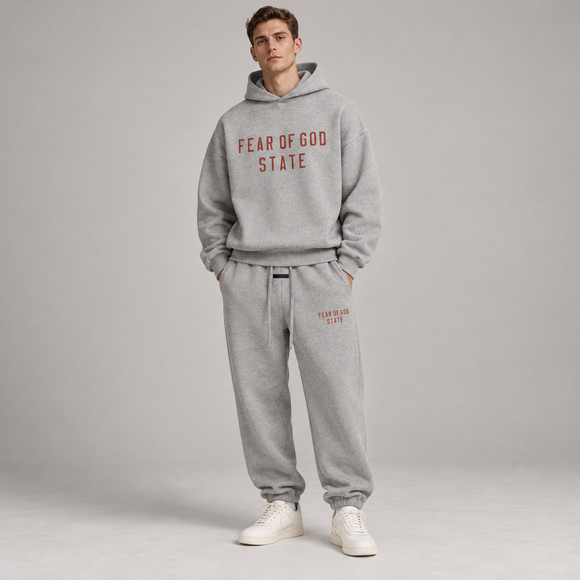 Essentials Fleece Dark Heather Winter Set Studio Model SneakerMood