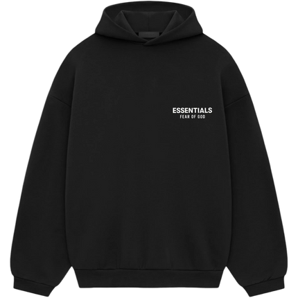 Essentials FW24 Black Fleece Hoodie Front SneakerMood