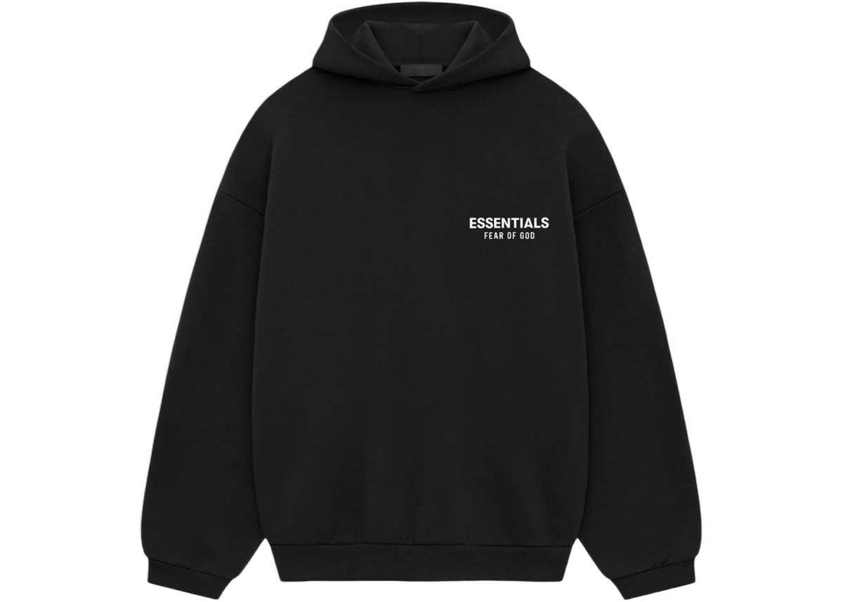 Essentials FW24 Black Fleece Hoodie Front SneakerMood