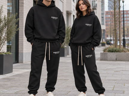 Essentials FW24 Black Fleece Winter Set Streetwear Couple SneakerMood