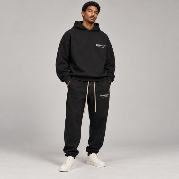 Essentials FW24 Black Fleece Winter Set Studio Model SneakerMood