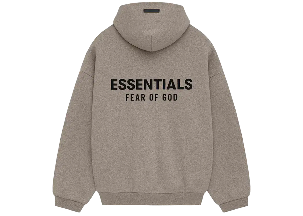 Essentials Heather Grey Fleece Hoodie Back SneakerMood