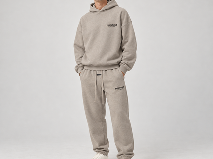 Essentials Heather Grey Fleece Winter Set Studio Model SneakerMood