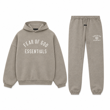 Essentials Heather Grey State Fleece Winter Set Complete Outfit SneakerMood