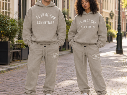 Essentials Heather Grey State Fleece Winter Set Streetwear Couple SneakerMood