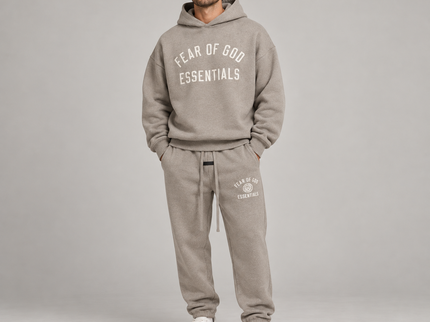 Essentials Heather Grey State Fleece Winter Set Studio Model SneakerMood