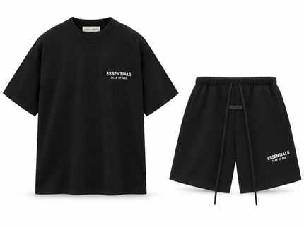 Essentials Jet Black Summer Set Complete Outfit SneakerMood