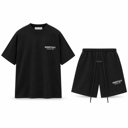 Essentials Jet Black Summer Set Complete Outfit SneakerMood