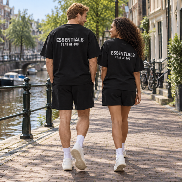 Essentials Jet Black Summer Set Streetwear Couple Back SneakerMood