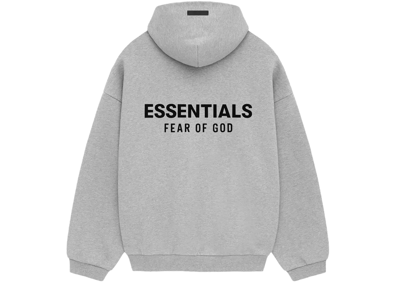 Essentials Light Heather Grey Fleece Hoodie Back SneakerMood