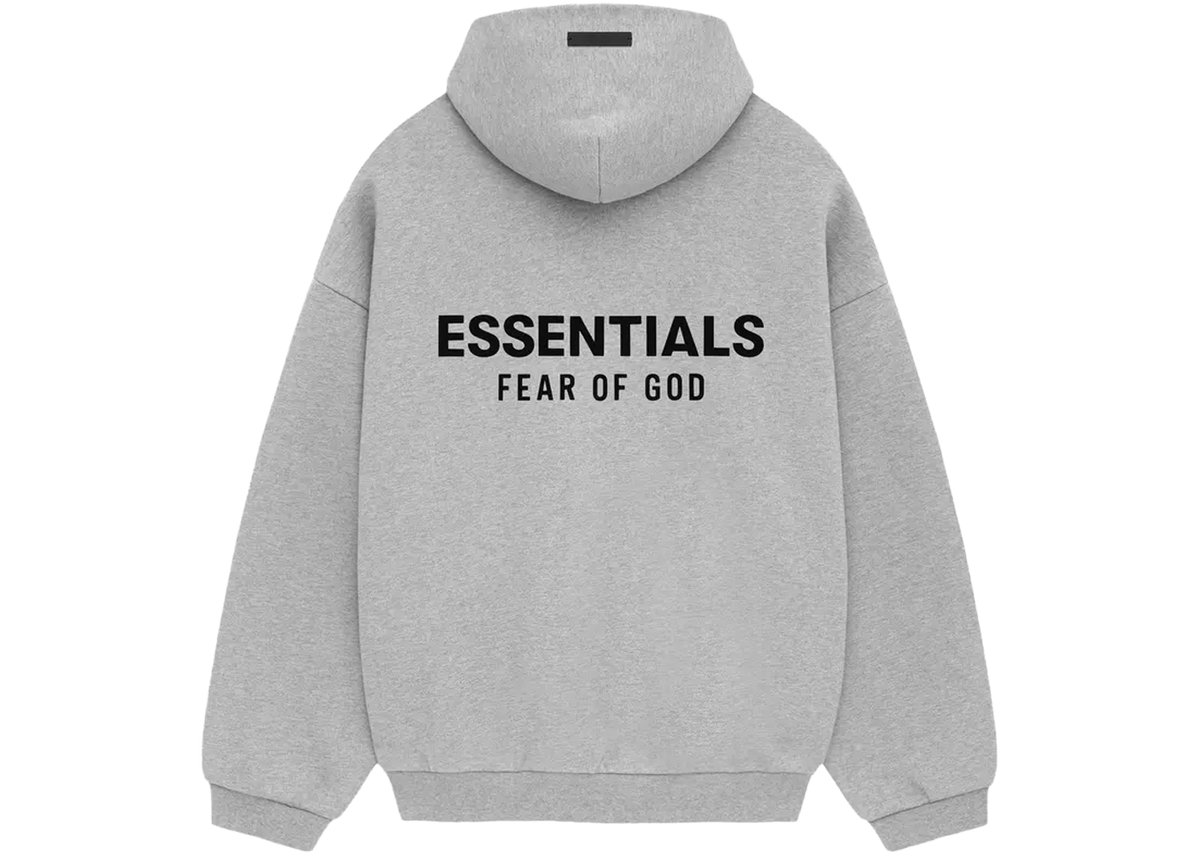 Essentials Light Heather Grey Fleece Hoodie Back SneakerMood