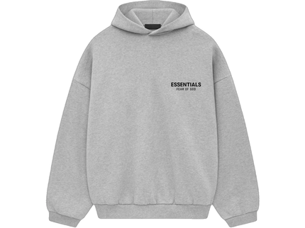 Essentials Light Heather Grey Fleece Hoodie Front SneakerMood