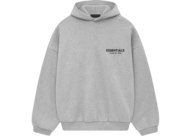 Essentials Light Heather Grey Fleece Hoodie Front SneakerMood