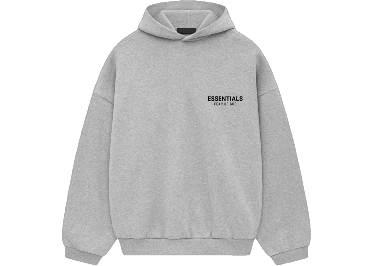 Essentials Light Heather Grey Fleece Hoodie Front SneakerMood