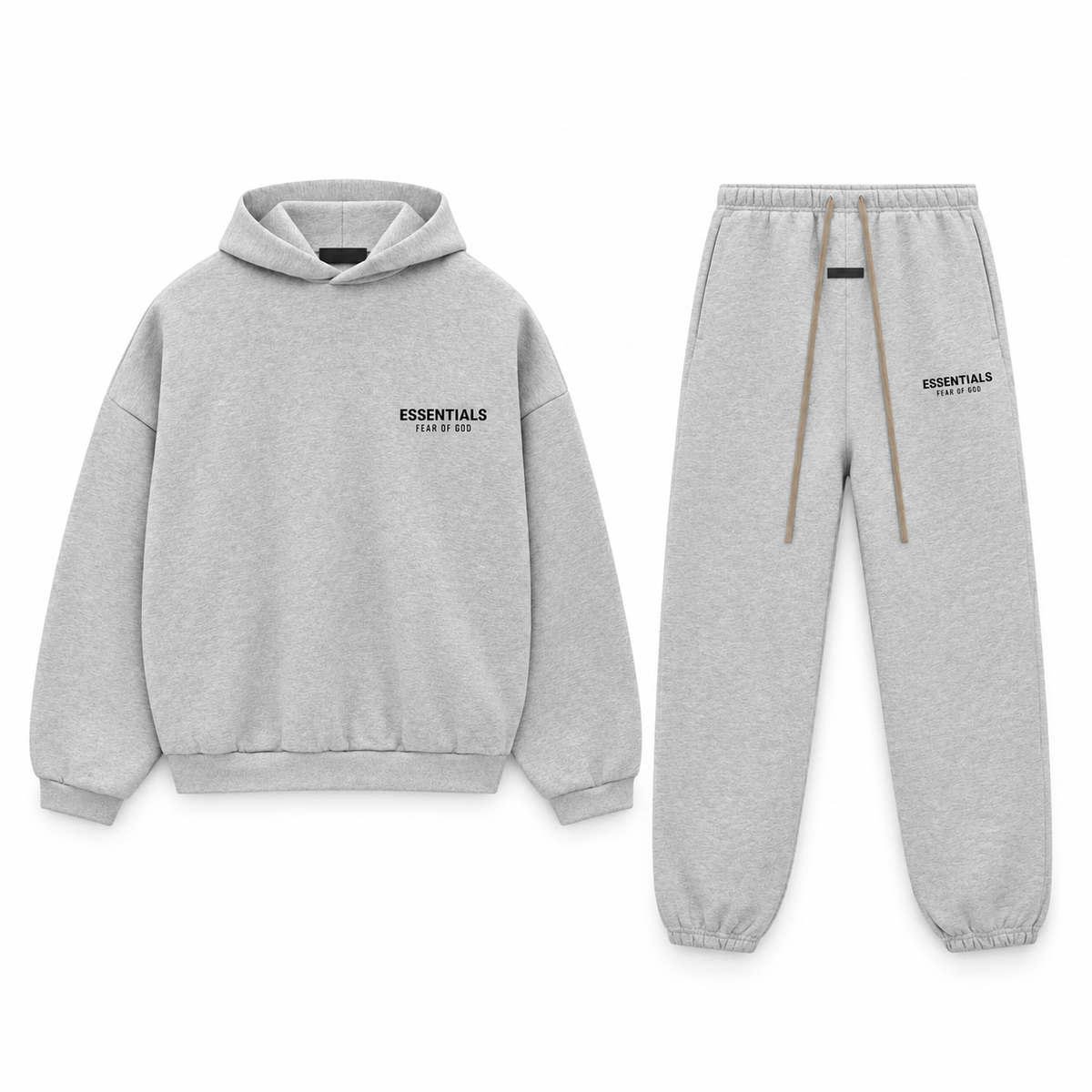 Essentials Light Heather Grey Fleece Winter Set Complete Outfit SneakerMood