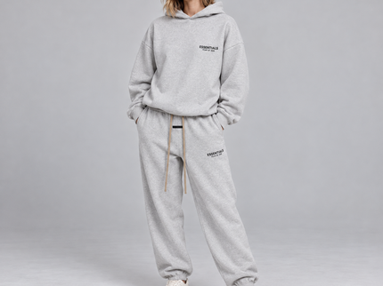 Essentials Light Heather Grey Fleece Winter Set Studio Model SneakerMood