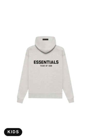 Essentials Light Oatmeal Felpa con Cappuccio Bambini – vista posteriore – SneakerMood