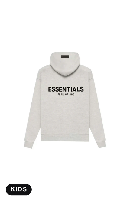 Essentials Light Oatmeal Kids Hoodie – back view – SneakerMood