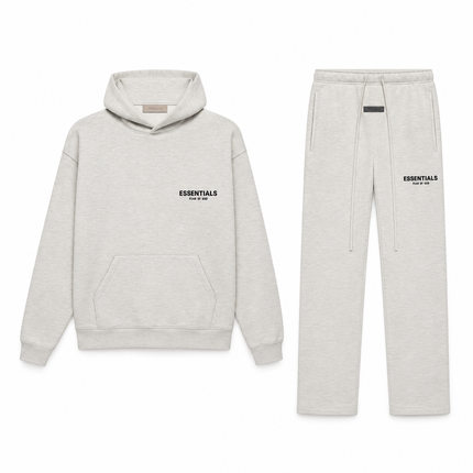 Essentials Light Oatmeal Relaxed Winter Set Complete Outfit SneakerMood