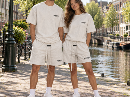 Essentials Light Oatmeal Summer Set Streetwear Couple SneakerMood