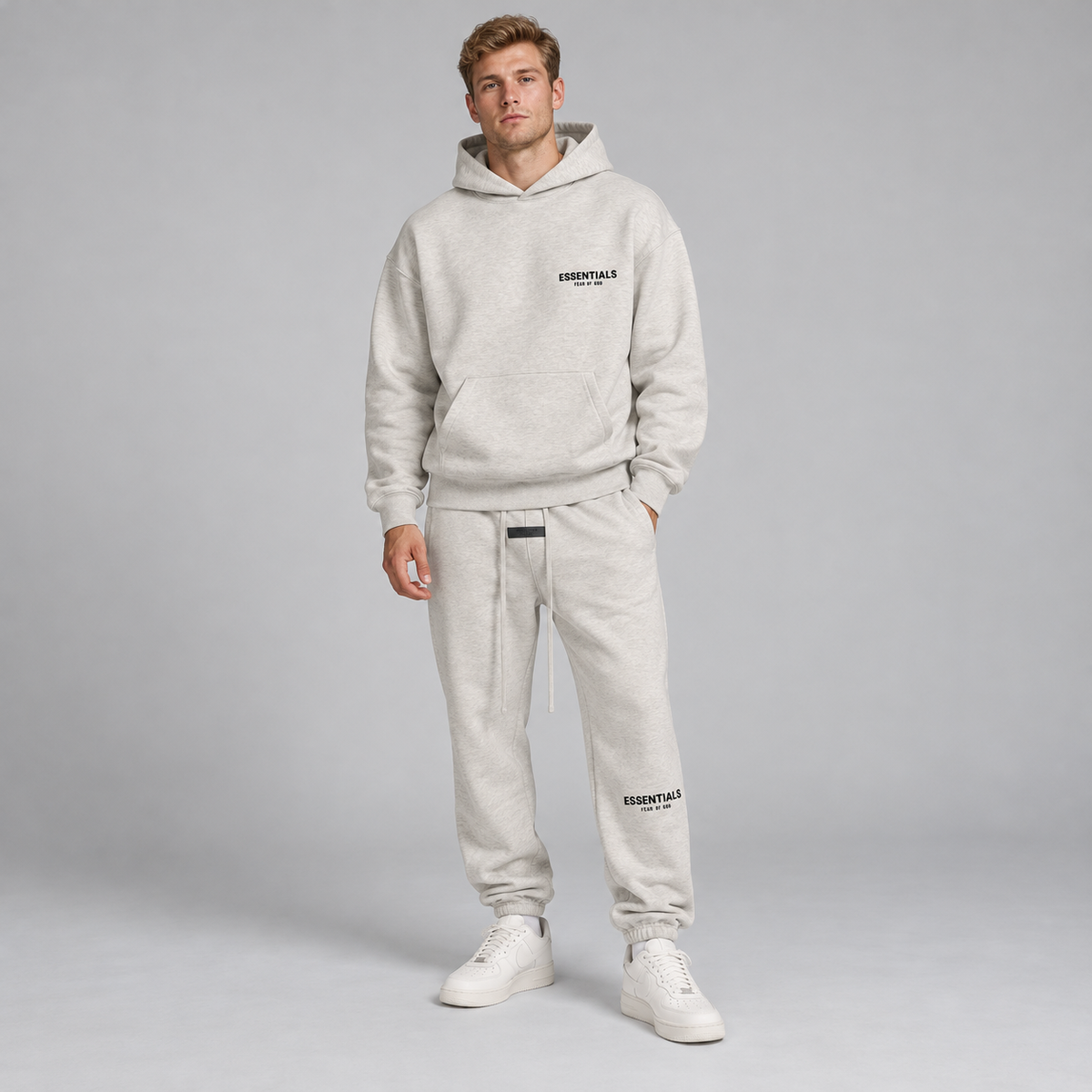 Essentials Light Oatmeal Winter Set Studio Model SneakerMood