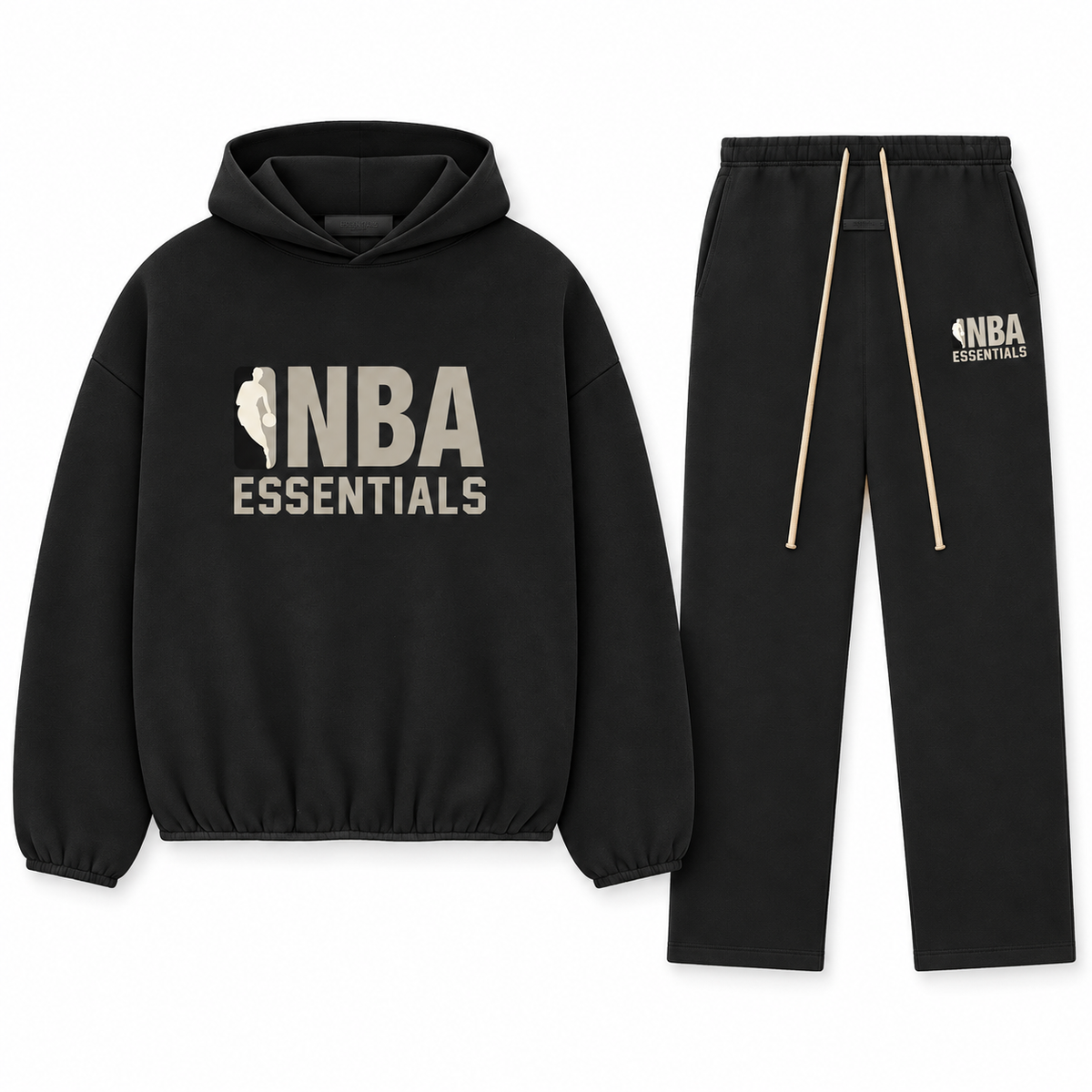 Essentials NBA Black Grey Relaxed Winter Set Complete Outfit SneakerMood