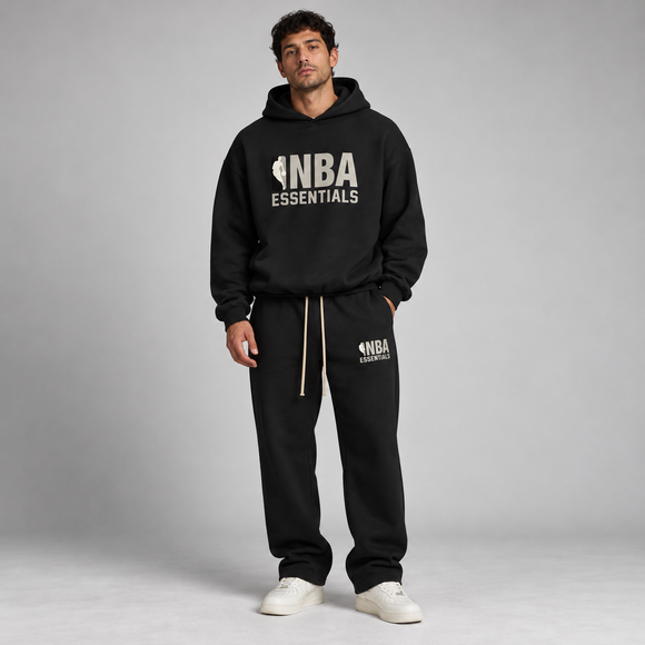 Essentials NBA Black Grey Relaxed Winter Set Studio Model SneakerMood