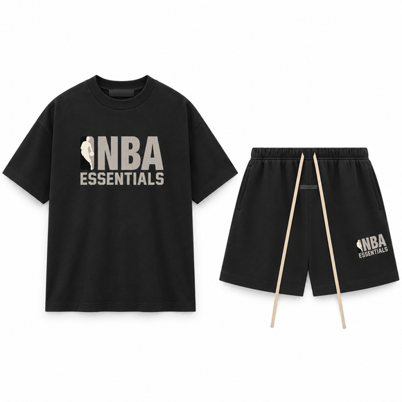 Essentials NBA Black Grey Summer Set Complete Outfit SneakerMood