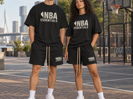 Essentials NBA Black Grey Summer Set Streetwear Couple SneakerMood