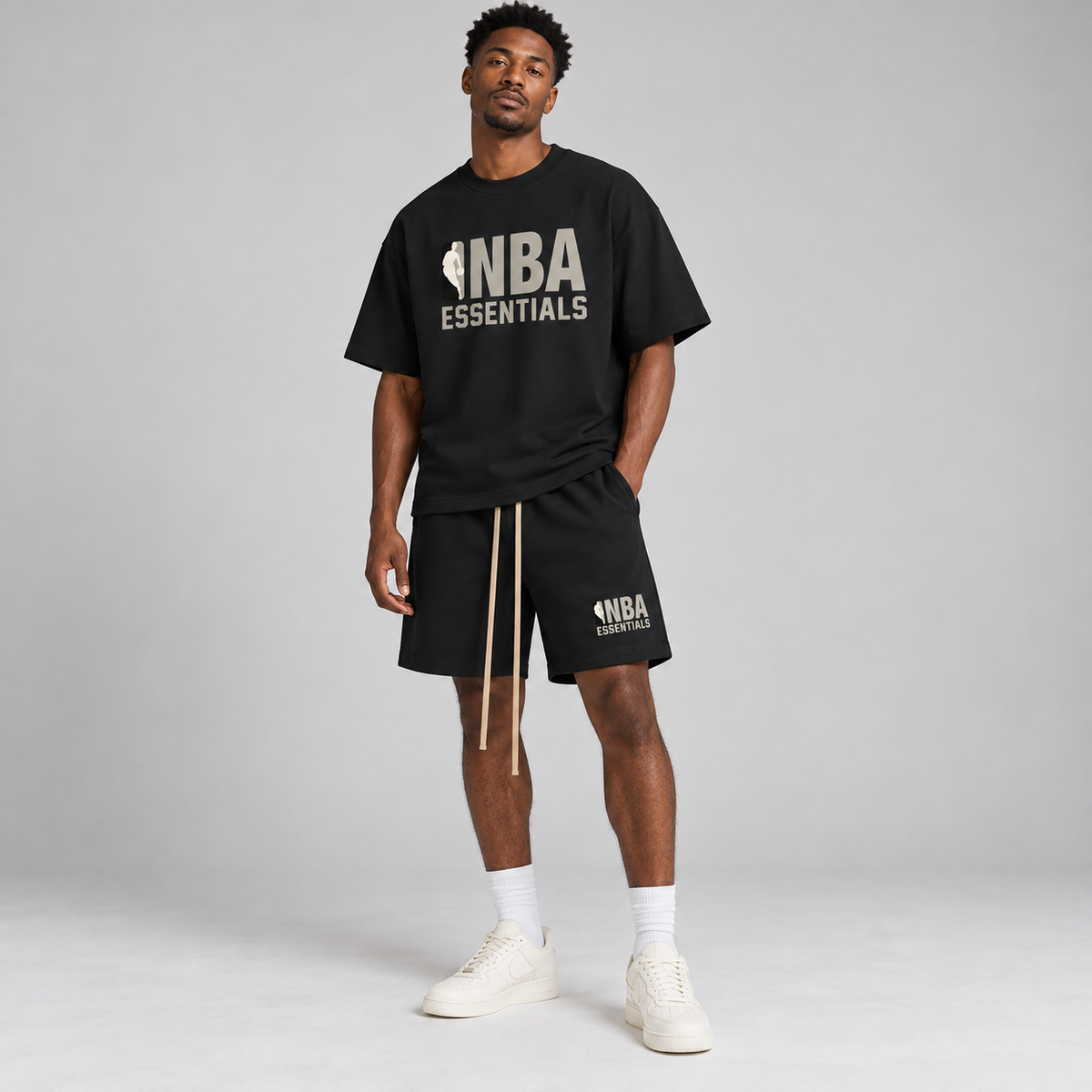 Essentials NBA Black Grey Summer Set Studio Model SneakerMood