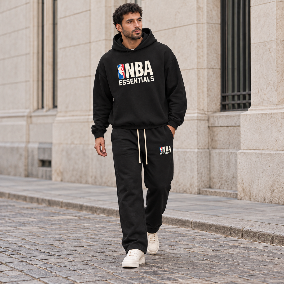 Essentials NBA Black Relaxed Winter Set Streetwear Model SneakerMood