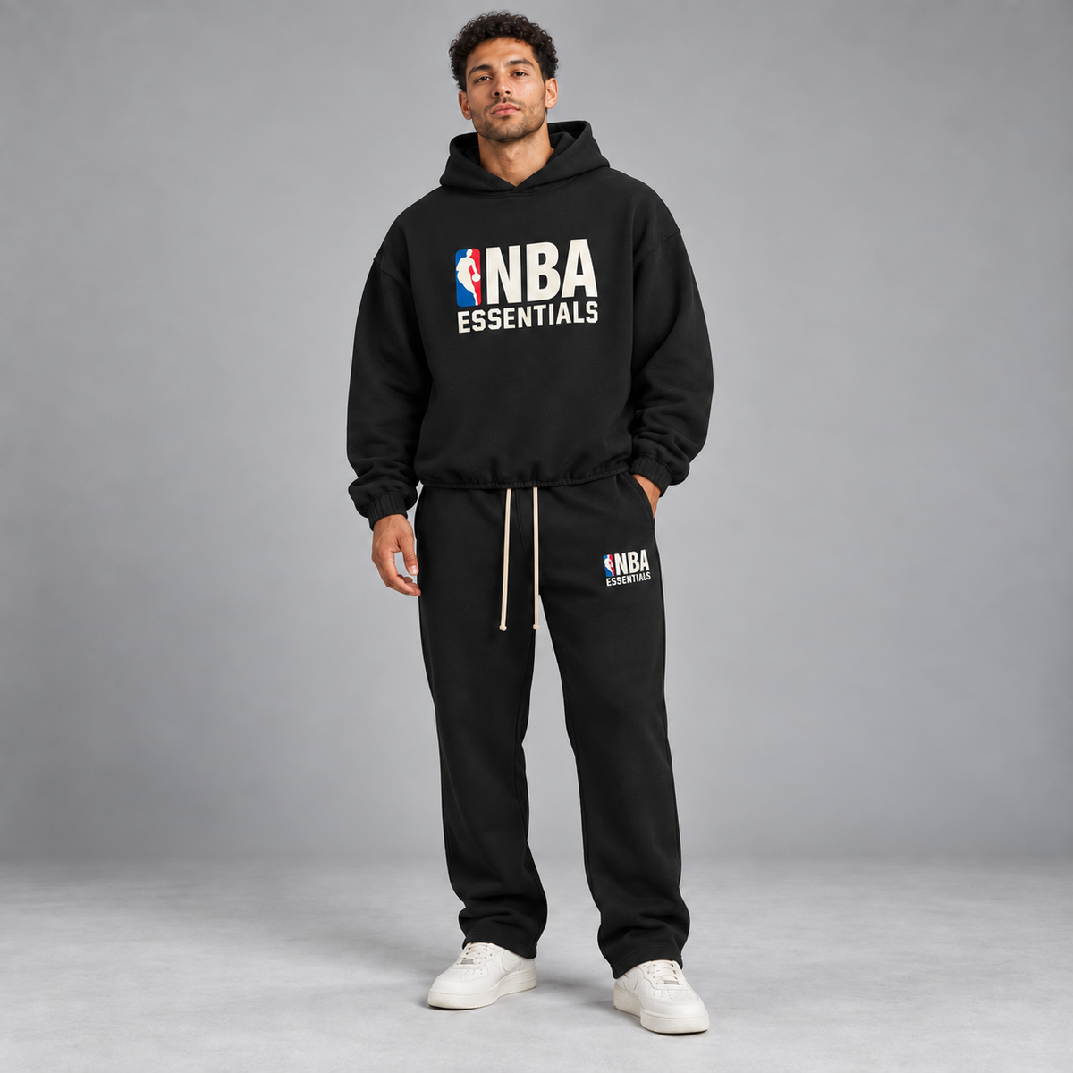 Essentials NBA Black Relaxed Winter Set Studio Model SneakerMood