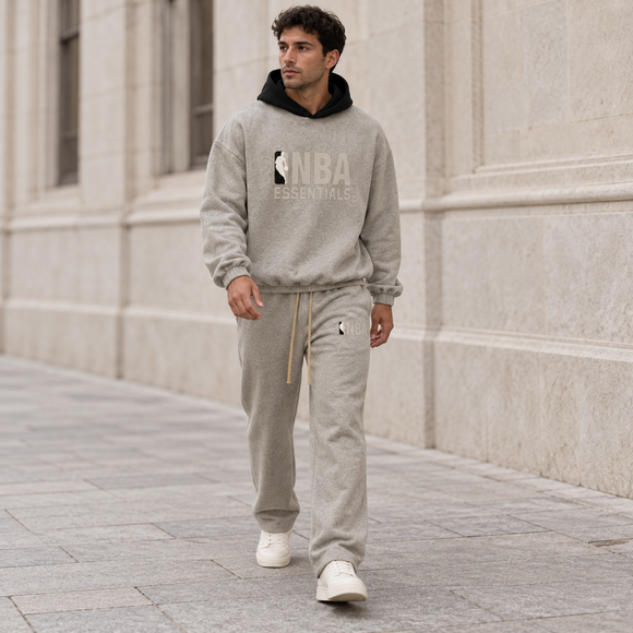 Essentials NBA Warm Heather Relaxed Winter Set Streetwear Model SneakerMood