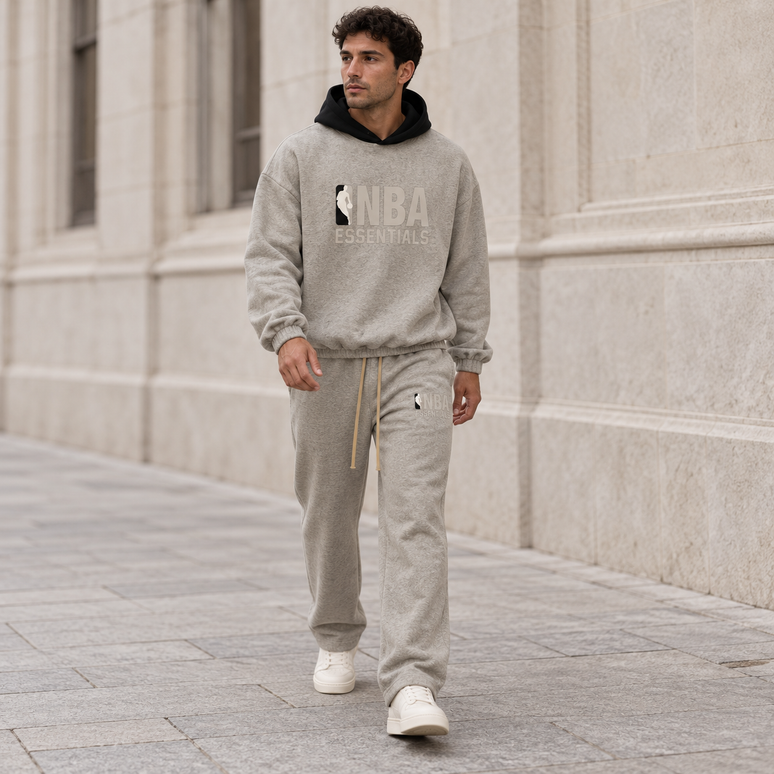 Essentials NBA Warm Heather Relaxed Winter Set Streetwear Model SneakerMood