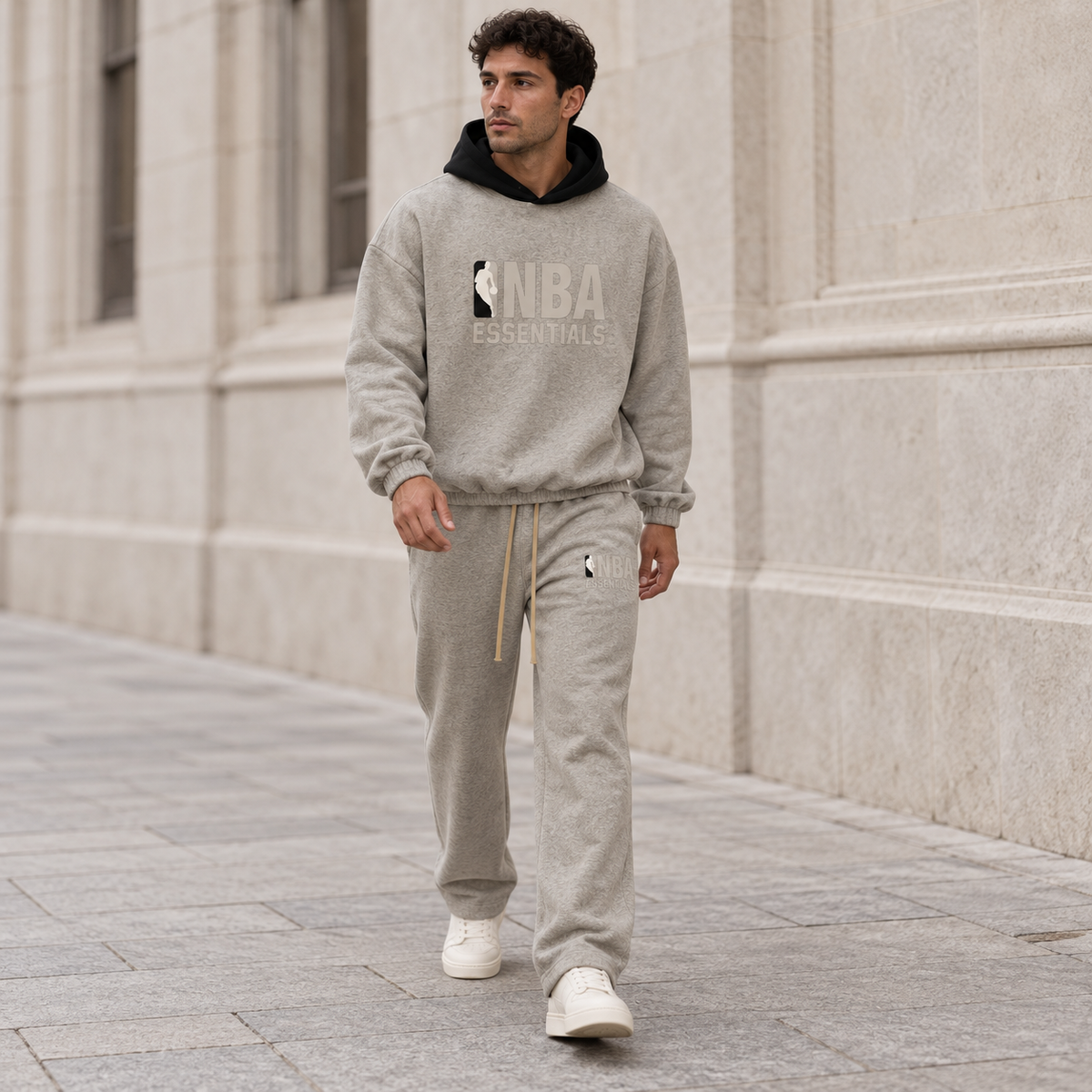 Essentials NBA Warm Heather Relaxed Winter Set Streetwear Model SneakerMood