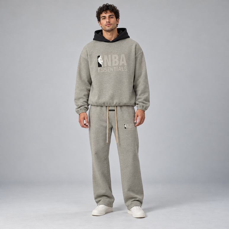 Essentials NBA Warm Heather Relaxed Winter Set Studio Model SneakerMood
