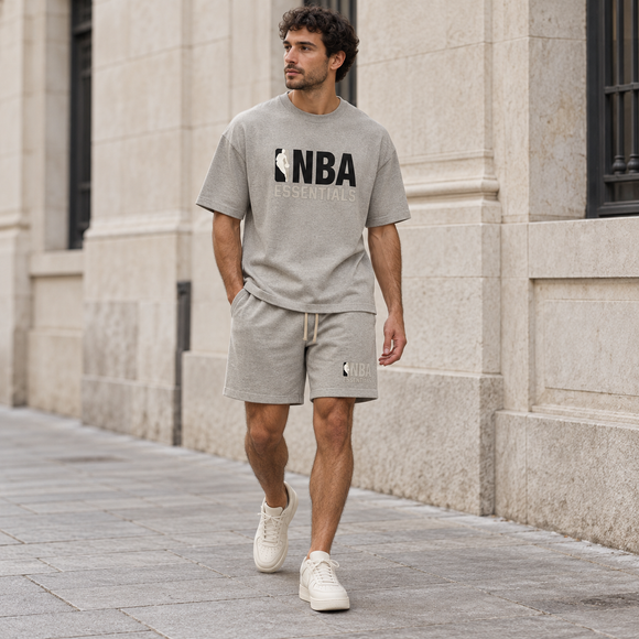 Essentials NBA Warm Heather Summer Set Streetwear Model SneakerMood