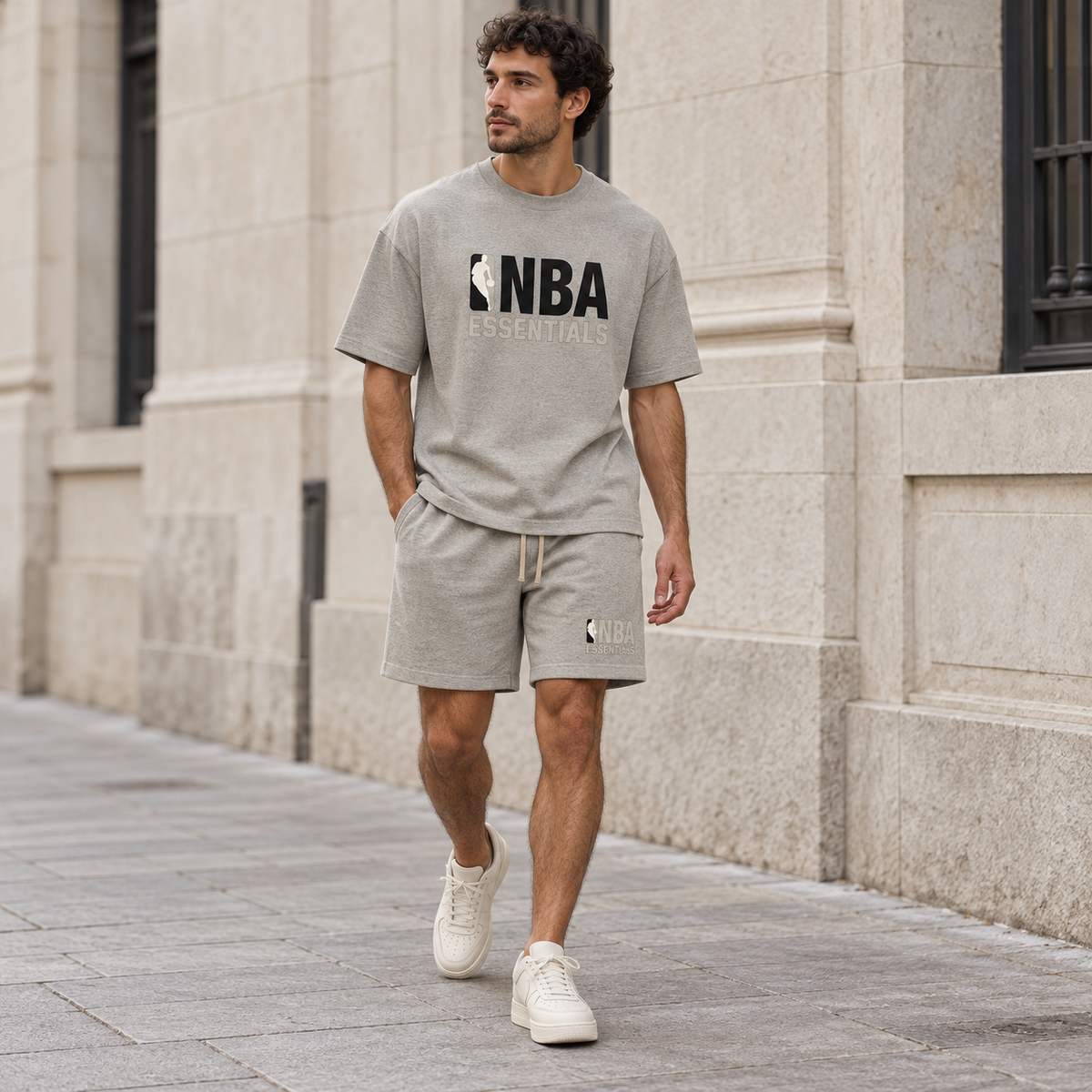 Essentials NBA Warm Heather Summer Set Streetwear Model SneakerMood