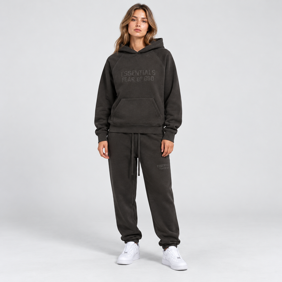 Essentials Off Black Winter Set Studio Model SneakerMood