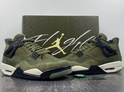 Nike Air Jordan 4 Retro GS 'Medium Olive' - SneakerMood 